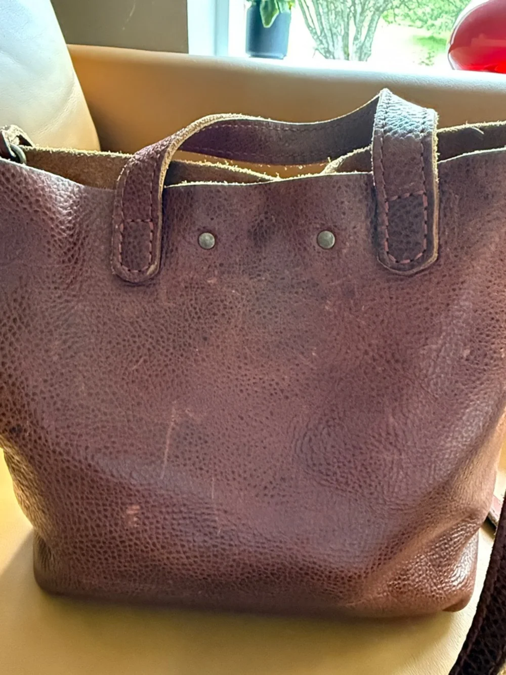 Portland Leather Brown Convertible Shoulder Tote - Picture 3 of 7